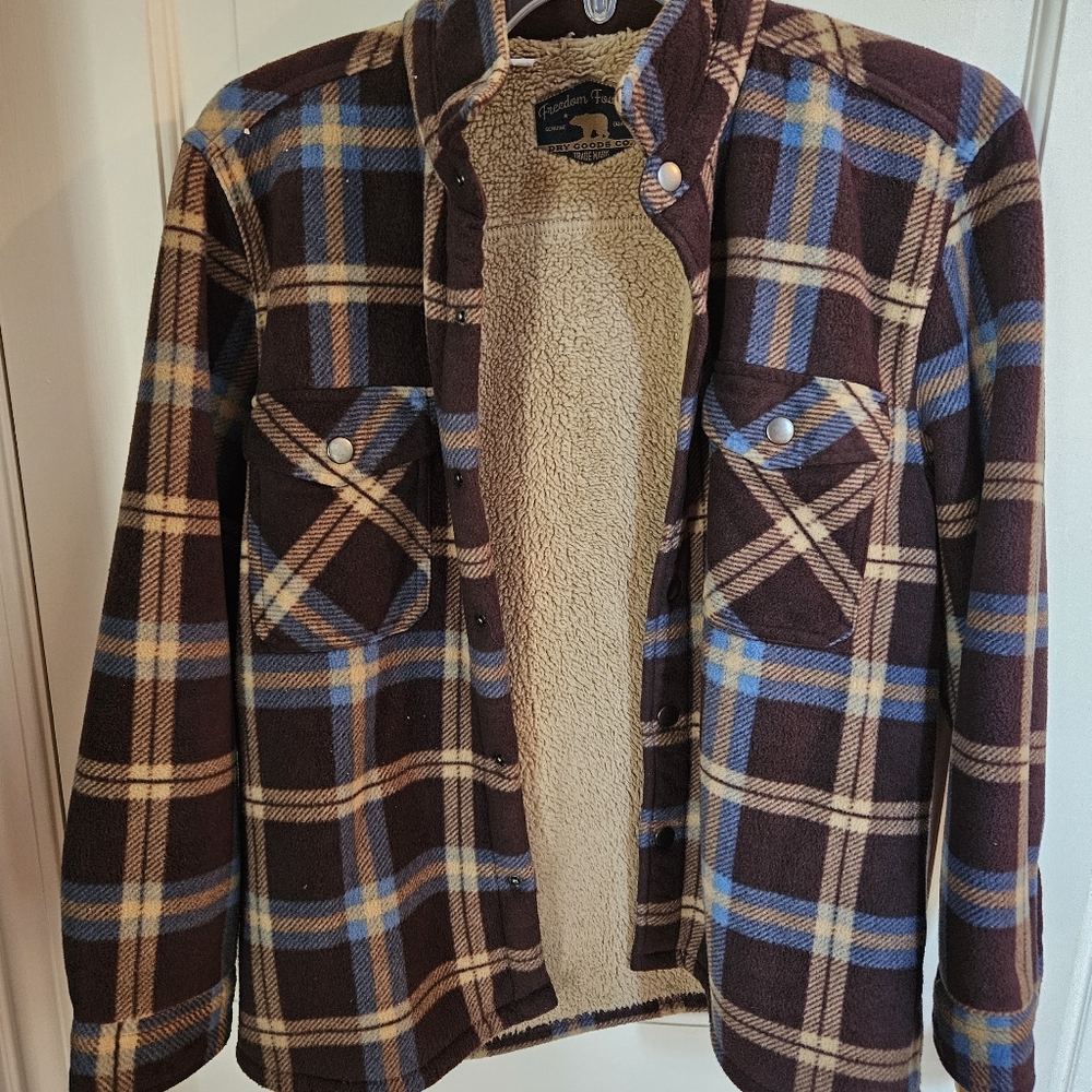 Casual Brown and Blue Flannel Jacket